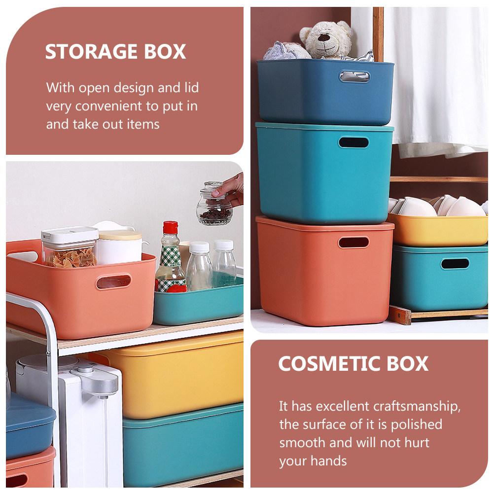 Plastic Storage Box Stackable Countertop Organizer with Lid for Makeup Skincare Products Desktop Tidiness Smooth Finish