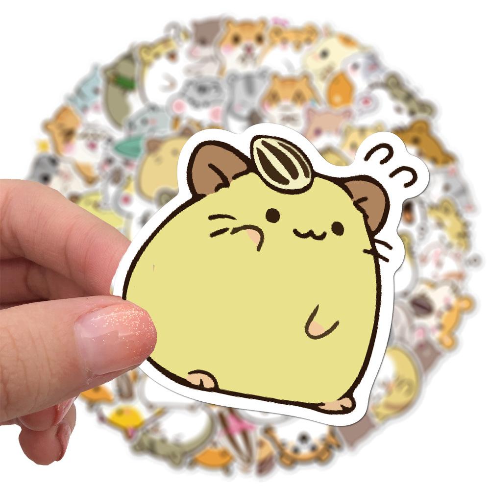 100 Cartoon Cute Round Rolling Hamster Doodle Stickers Mobile Phone Case Skateboard Suitcase Waterproof Stickers