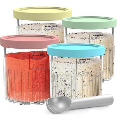 Creami Pints and Lids for Ninja Creamy Icecream Containers Cups Jars Tubs Canisters Set Compatible with Ninja NC501 NC500 Series