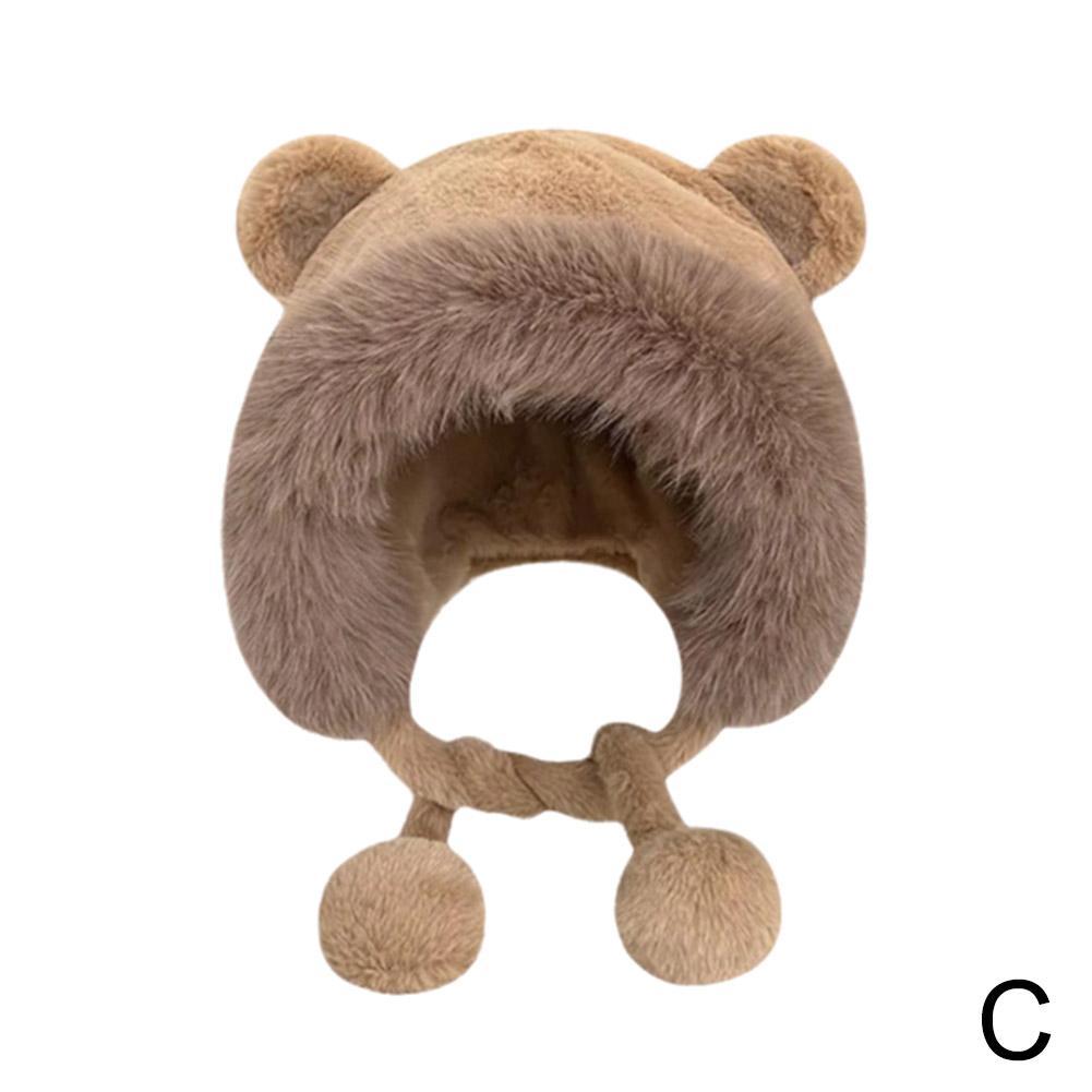 Cute Bear Ears Hat Winter Warm Caps Fashion Korean Style Plush Fisherman Hat Windproof Cold Protection Outdoor Cycling Fishing