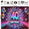 Sfondo 2D Glow per il 40° Compleanno, Banner Decorazione Festa a Tema Viola Neon
