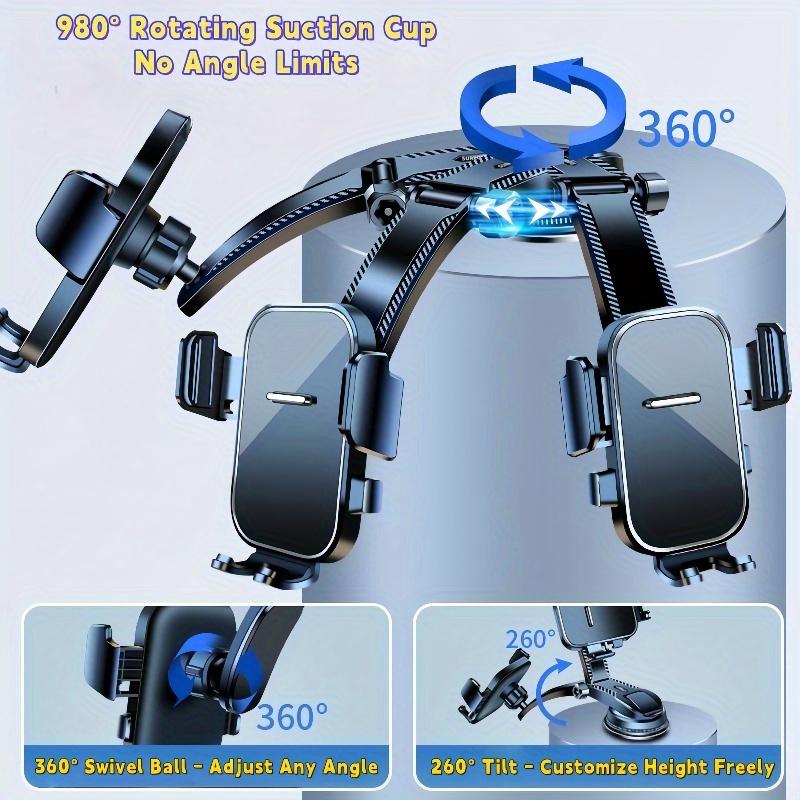 360°Rotating Suction Cup Phone Holder - Universal Car Phone Holder Durable ABS Material Ensure stable grip for safe navigation while