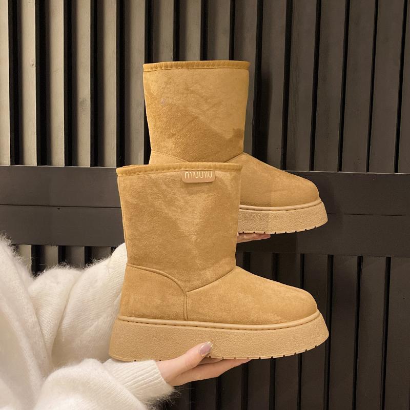 Fashion Boots Snow Warm Ankle Chelsea Snow Boots 2024 Winter Thick Sole Goth Shoes New Short Plush Walking Chaussure Women