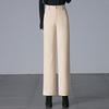 2024 Autumn/Winter Women's Loose Slimming Acetate Wool Pants - Extra Thick, Narrow To Wide Leg, for Middle-Aged Moms