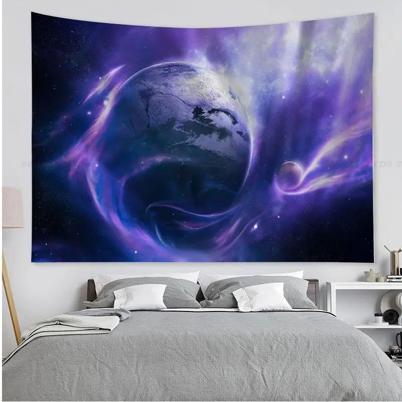 

Гобелен для офиса, гостиной, гобелена с принтом «Вселенная и планета», украшение для дома, стены, гобелен 100x75cm