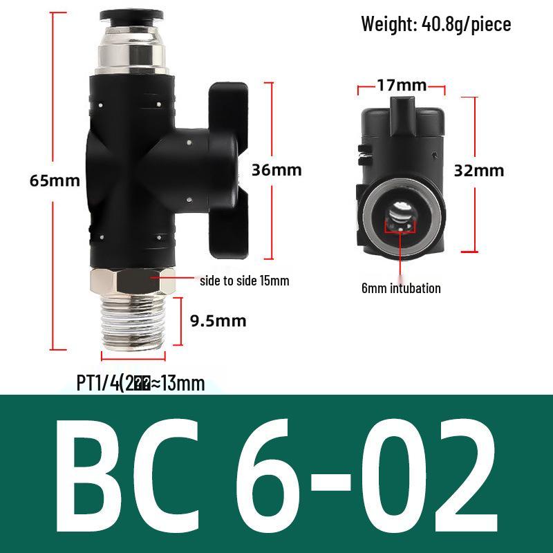 Pneumatic Hand Valve Set with Quick-Plug Connectors BUC 4/6/8/10mm