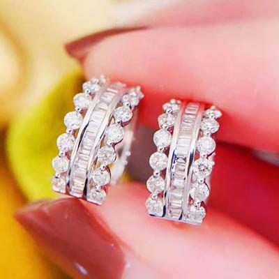 Huitan Dazzling Hoop Earrings Full with Crystal Cubic Zirconia for Women Daily Wear Exquisite Accessories Wedding Trendy Jewelry