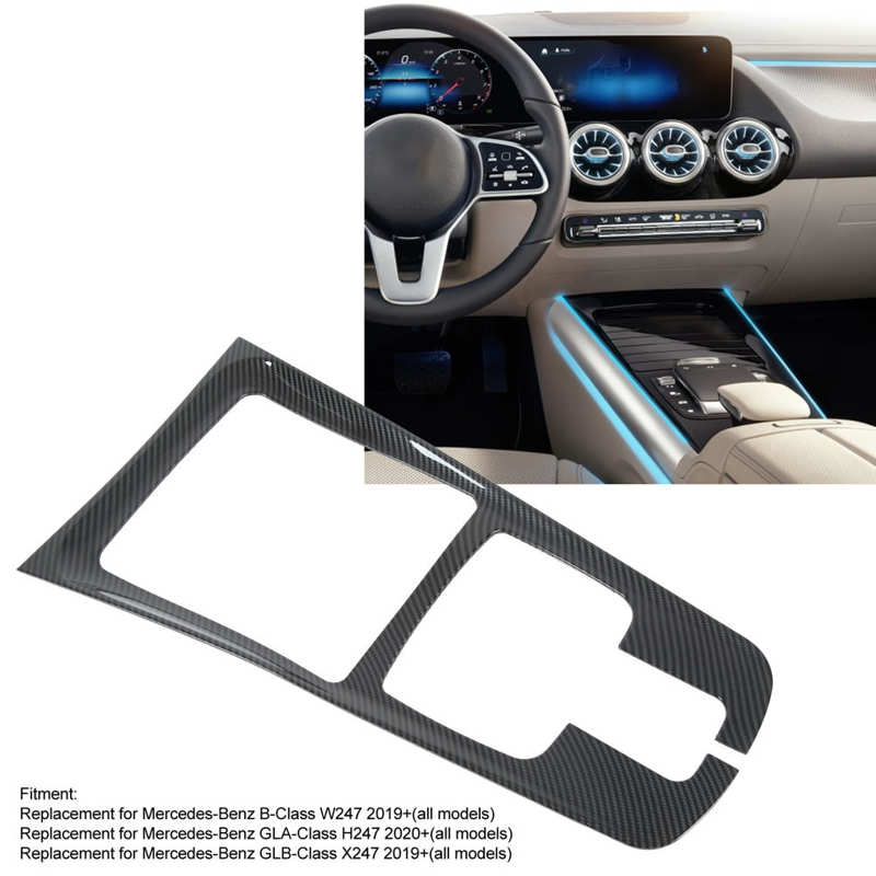 Carbon Fiber Style Gear Shift Panel Decoration Frame Replacement for Mercedes‑Benz B‑Class GLA‑Class GLB‑Class W247 X247
