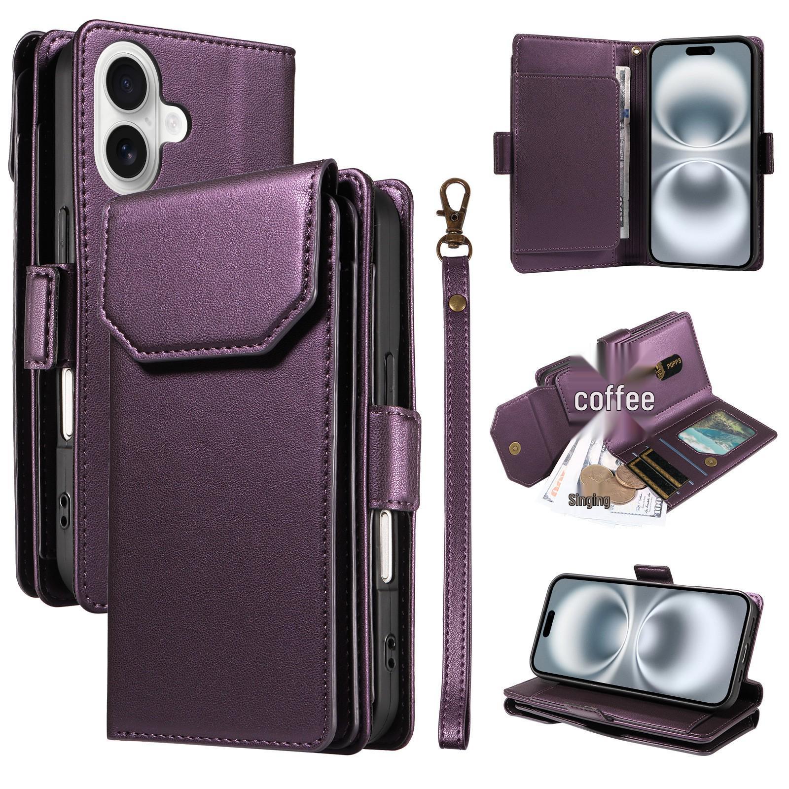 

iPhone 16/17 Pro Max Leather Flip Case with Multi-Card Holder iPhone 11 Pro фиолетовый