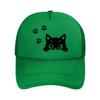 Cute Black Cat Peeking Paw Print Mesh Baseball Cap For Womens Unisex FeUnisex Beach Dad Hat Hip Hop