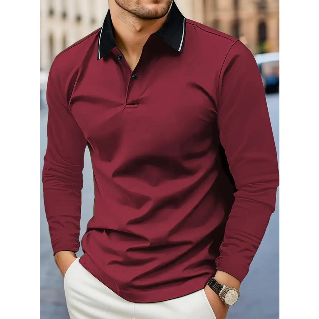 Spring and Autumn Men's Long Sleeve Business Casual Versatile Breathable Moisture Wicking Commuter Daily Top