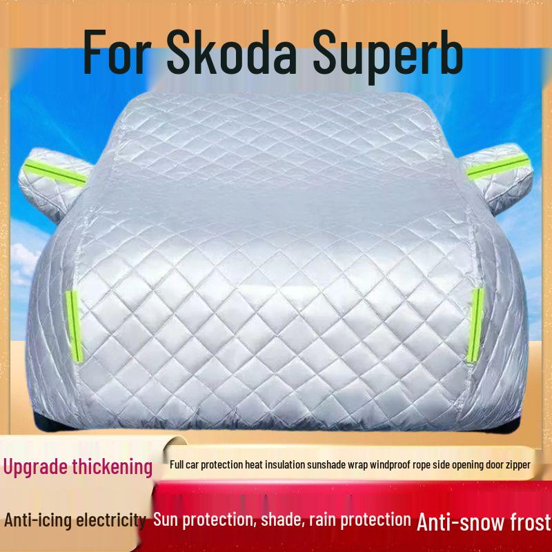 

2025 Skoda Superb Anti-Hail Car Cover - Sun & Rain Protection, Thick Cotton Quilt Sunshade Thickened Anti-Hail with Cotton, All-Season