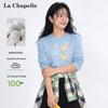 La Chapelle Damen Langarm Baumwolle Schmetterlingsprint T-Shirt