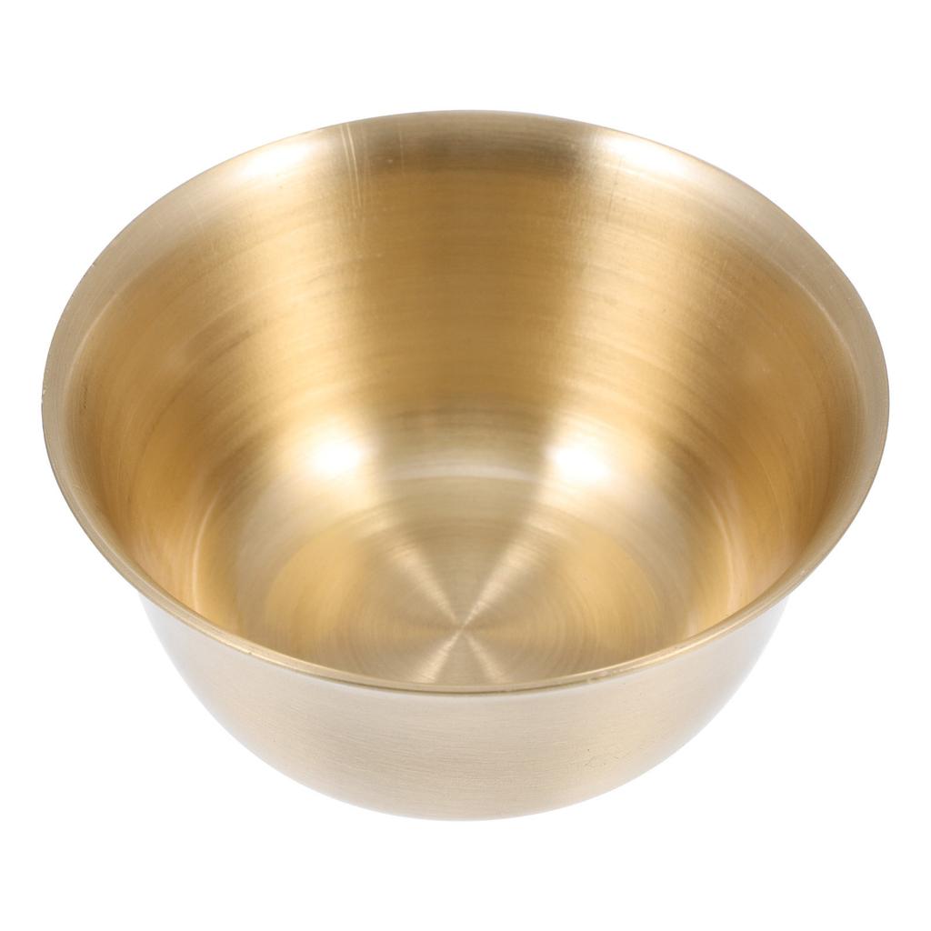 Buddhist Copper Offering Bowl Exquisite Carved Painted Design Round Smooth Edges Multi Functional Home Temple Worship Decoration