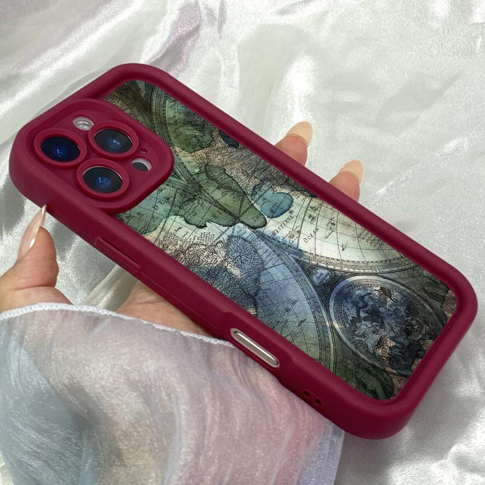 JT334 Map Vintage Premium Art for iPhone 17 16 15 14 13 Pro Max Samsung S26 S25 Ultra A17 A16 A07 A56 A15 Xiaomi 15T Redmi 15c Note 14 13 Soft Case