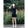 Fashion Ruffle Edge Bubble Sleeve Dress Women's Summer New French Temperament Short Skirt Black Fishtail Short Skirt Trendy