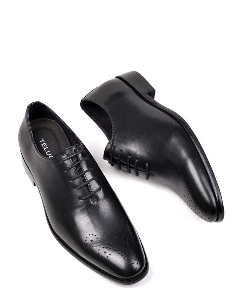 Men s Genuine Leather Pointed Toe Oxford Shoes - Spring & Autumn Formal Wear, Business & Wedding Attire 39 чёрный