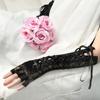 Party Cosplay Ritual Dance Fingerless Silk Ribbon Halloween Gloves Punk Gothic Mittens Lace Gloves