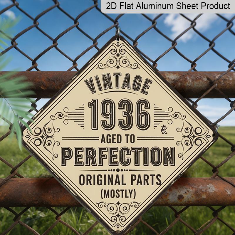 

2D Flat, 1pc, Vintage Metal Aluminum Sign Decoration, Vintage 1936 Aged To Perfection, Vintage Decorative Sign, Vintage Wall Art Decor, Suitable for 20*20cm