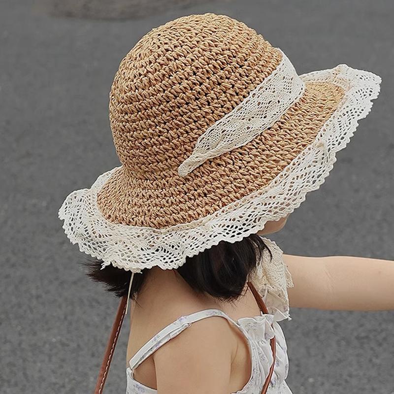 Summer Children'S Vacation Beach Hat Summer Lace Straw Hat Baby Parent-Child Spring And Autumn Sun Hat