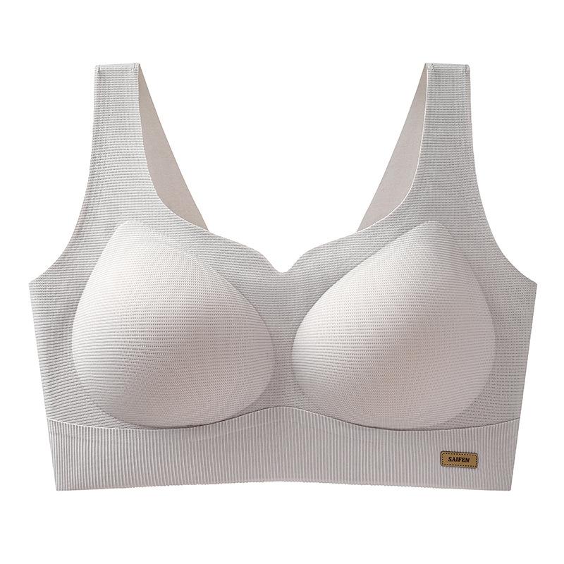 New Simple Vest Type Non-magnetic Sports Underwear Women's Wide Shoulder Straps No Steel Ring Thin Cup Gathering Bra