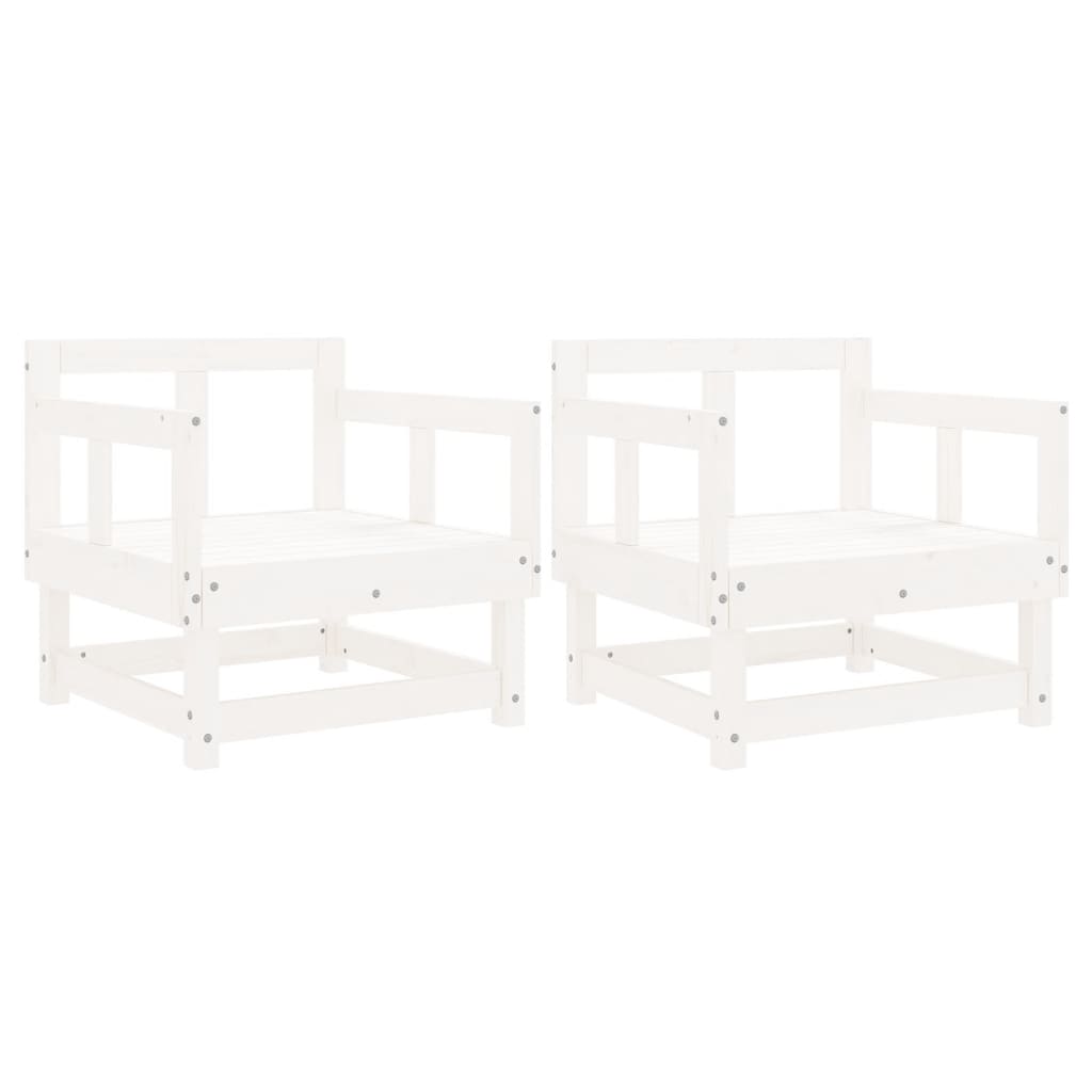 Garden Chairs 2 pcs White Solid Pine Wood