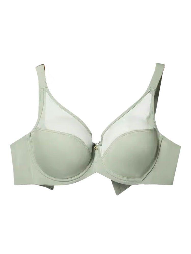 Traceless smooth surface large chest small underwear set women's thin anti-sagging adjustment bra large size sexy bra