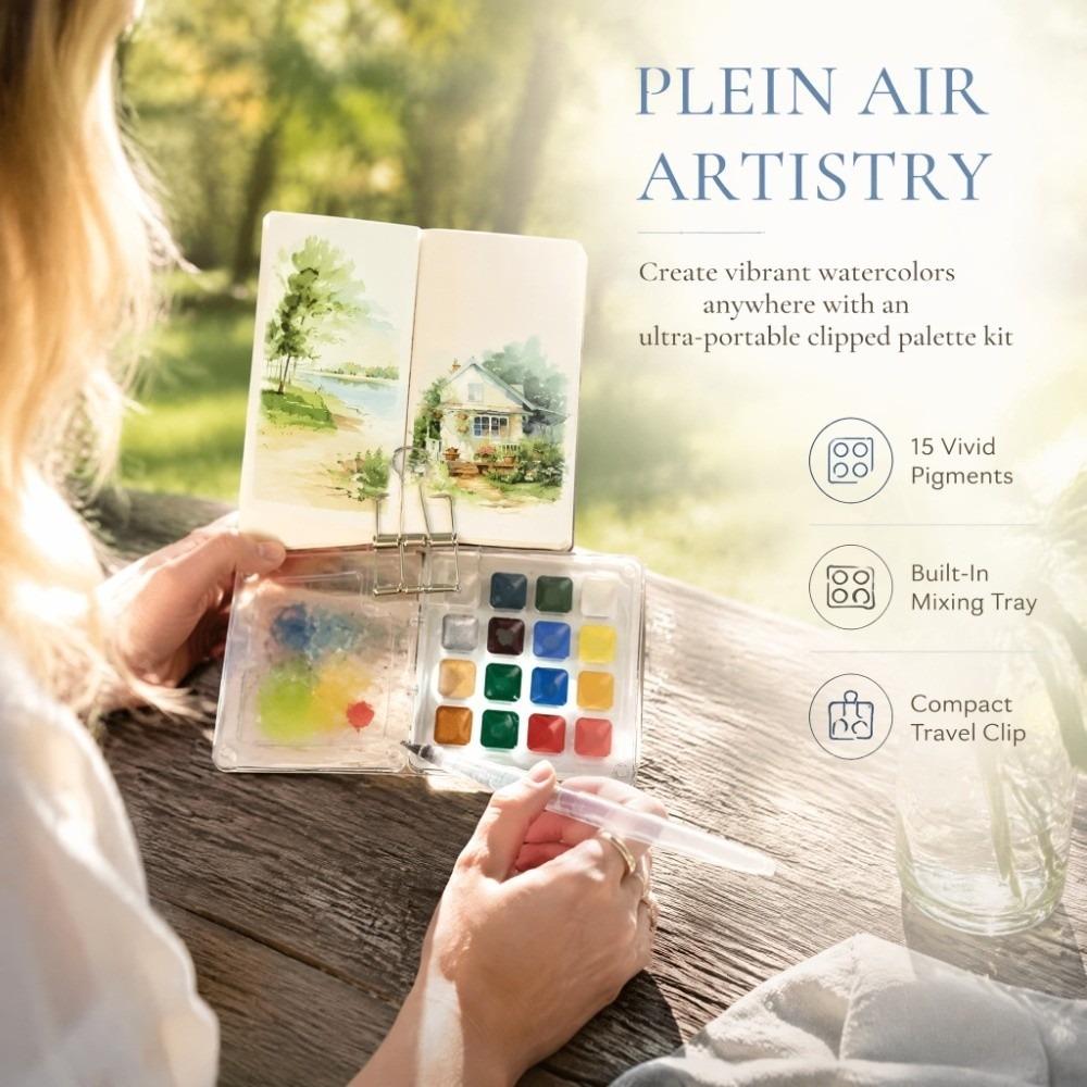 Waterproof Paint Pigment Box Foldable Travel Painting Tray Watercolor Paint Palette Travel