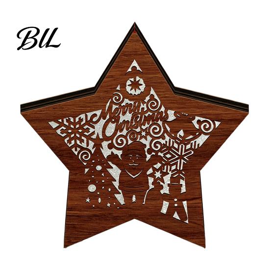 Unique Christmas Gifts 3D Wooden LED Night Light, Hollow Carved Tabletop Decor Lamp with Warm Glow, Festive Holiday Home And Office Decoration