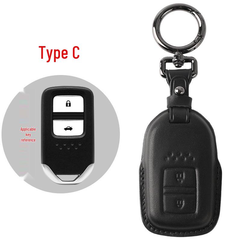Genuine Leather Key Case for Honda Civic 11th Gen, Accord, Lingpai, Crown Road, CRV - Handmade Cowhide Key Bag