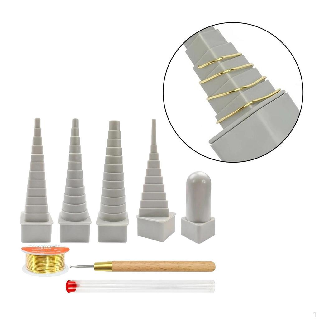 Wire Wrapping Mandrel,Wire Looping Tool Portable Accessories,4 Shapes Quilling Border for Jewelry