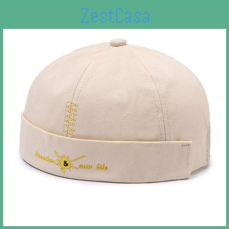 Cotton Cap Solid Color Round Top Hat Headwear Breathable Skullcap Gift Unisex