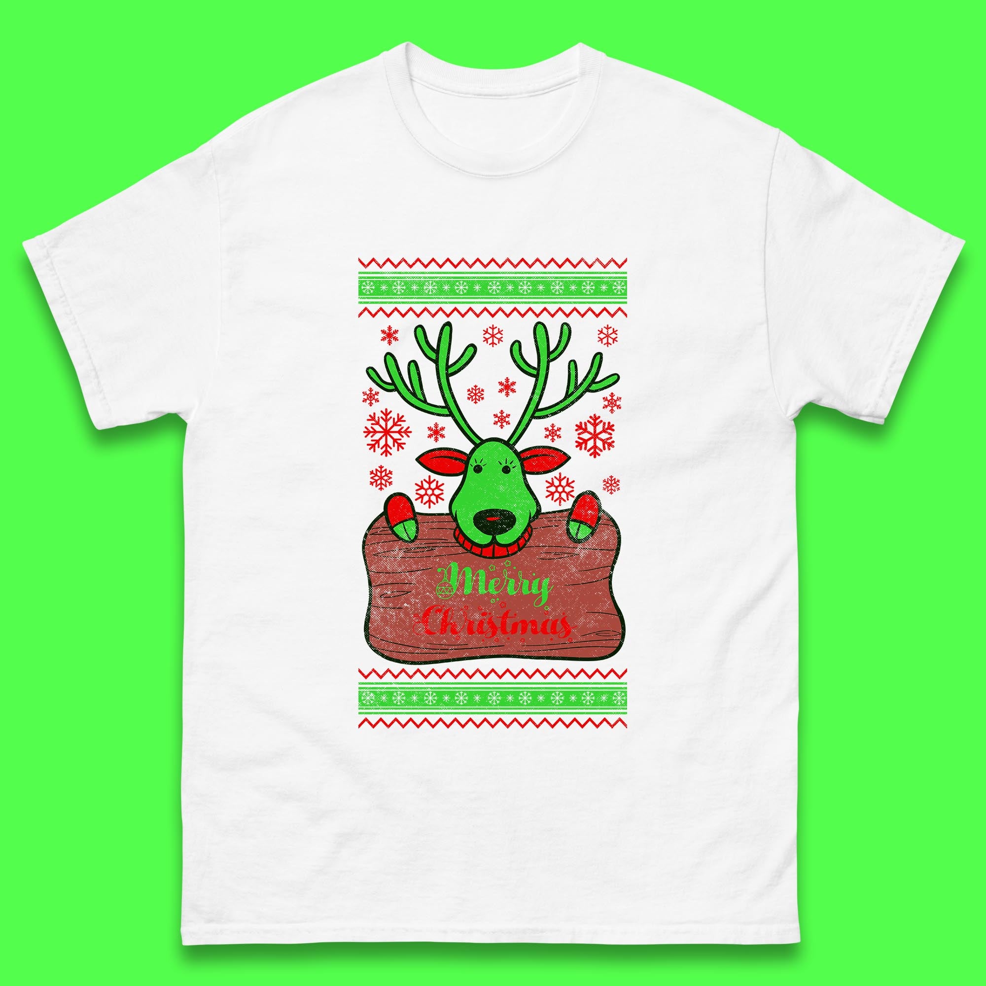 Merry Christmas Mens T Shirt Womens Tops Tees Christmas Reindeer Top 3XL