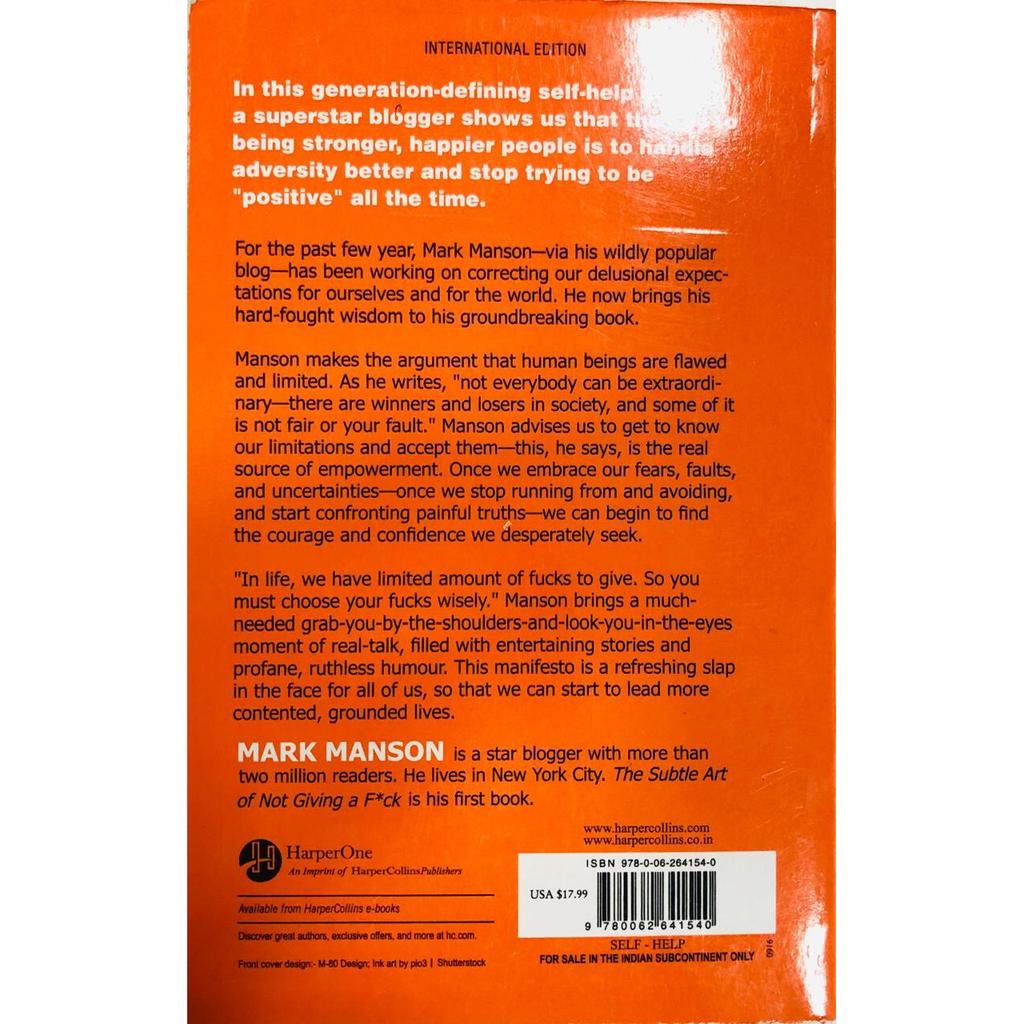 The Subtle art of not giving a fack book - By Mark Manson  Used  Book JL164637953186
