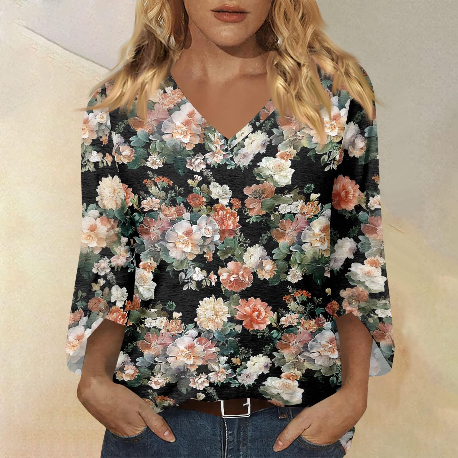 

Women s Fashionable Casual Three Quarter Sleeve -Color Collar Pullover Top L хаки