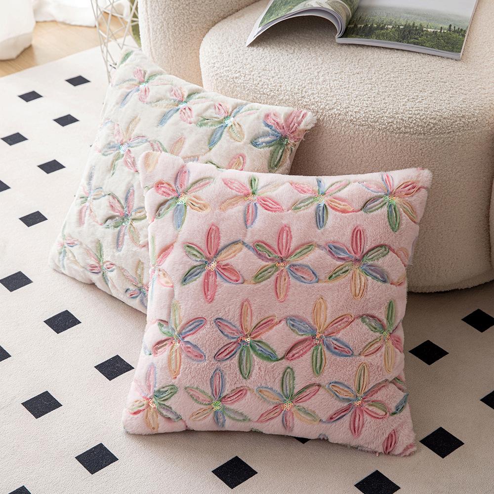St. Patrick's Day Pillow Flower Plush Pillow Case Ins Style Living Room Sofa Embroidered Waist Pillow Cushion Cover