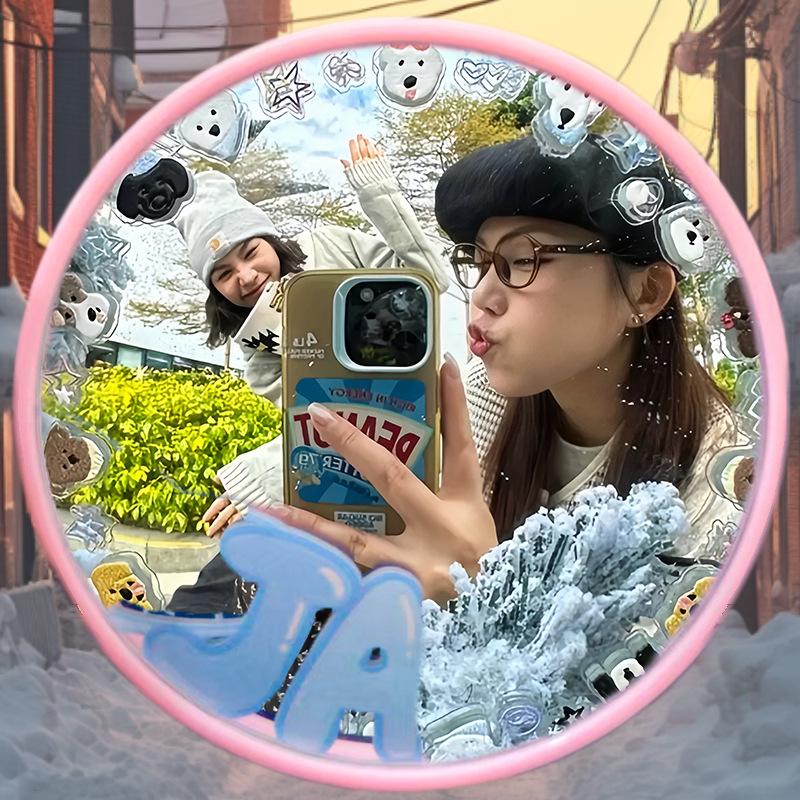 

Portable Travel Selfie Mirror, Hd Round Convex Mirror For Vlogging&Makeup, Handheld Photography Props, Ins Style Photo Accessory (As shown-19609)-7.5x7.5cm