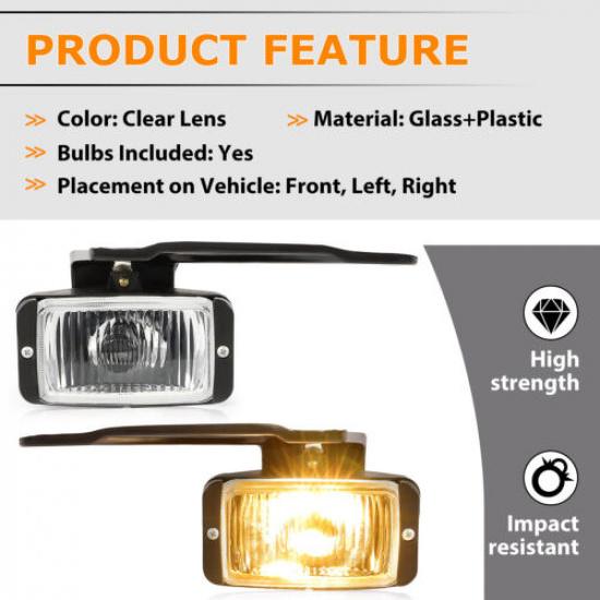 1988-2000 Chevy GMC C/K 1500 Bumper Fog Lights Driving Lamp | Clear | H3 | 55W | 2 Bulbs | Halogen | Front | Chrome | 12V | Left+Right