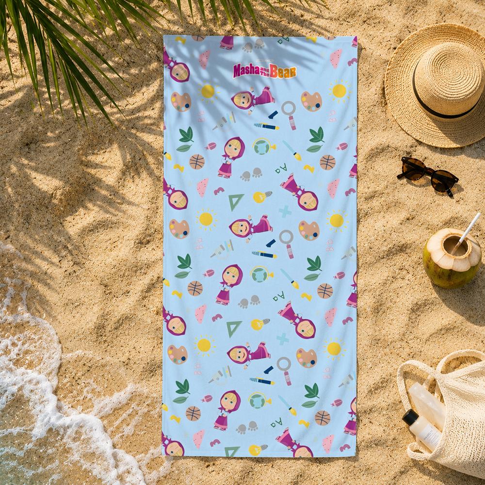Cartoon M-Masha And The Bears Towel Ultra-Fine Fiber Quick Drying Absorbent Towel, Beach Swimming Vacation Beach Towel