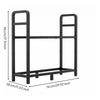 Black Steel Log Storage Rack Indoor Outdoor Two-Tier Firewood Carrying Bag