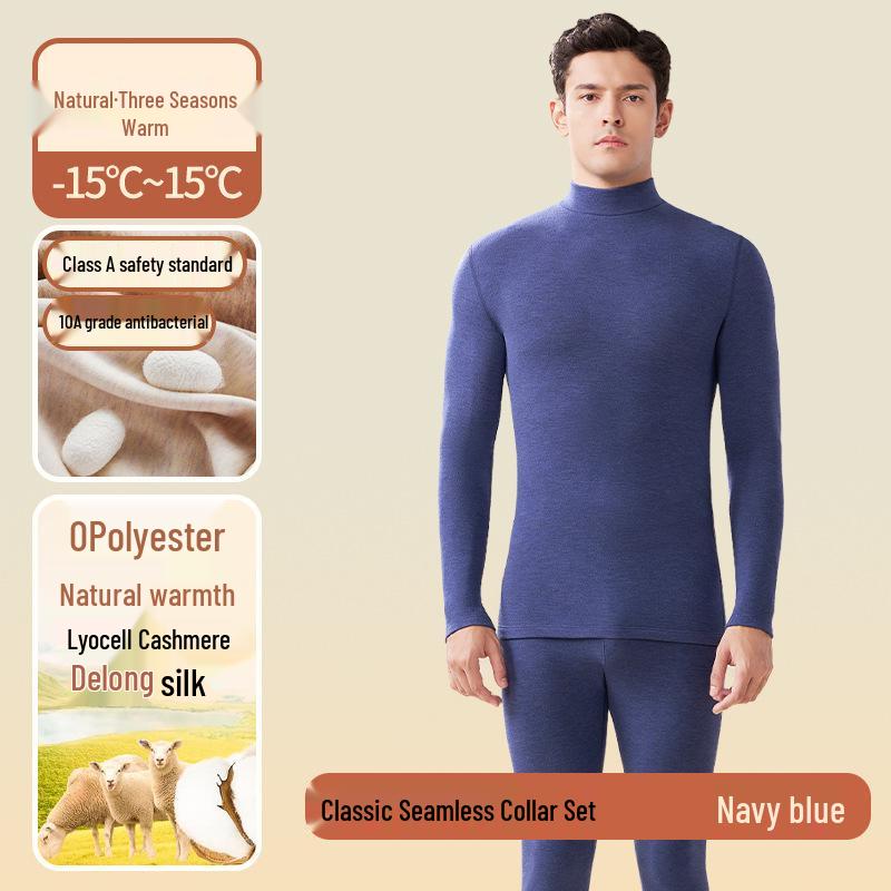 Pánská antibakteriální fleecová termoprádlová souprava s polozvýšeným krkem pro podzim/zimu