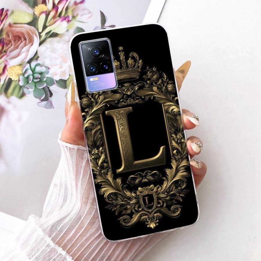 For Vivo V21e V2061 Y73 2021 Case Initial Letter Silicone Protective Soft Back Cover Case For VivoV21e 5G Case V2055 Phone Funda
