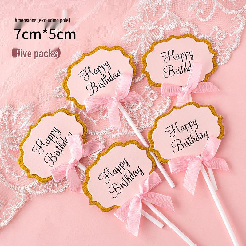 Writable Birthday Cake Decoration Bow with Blessings Card