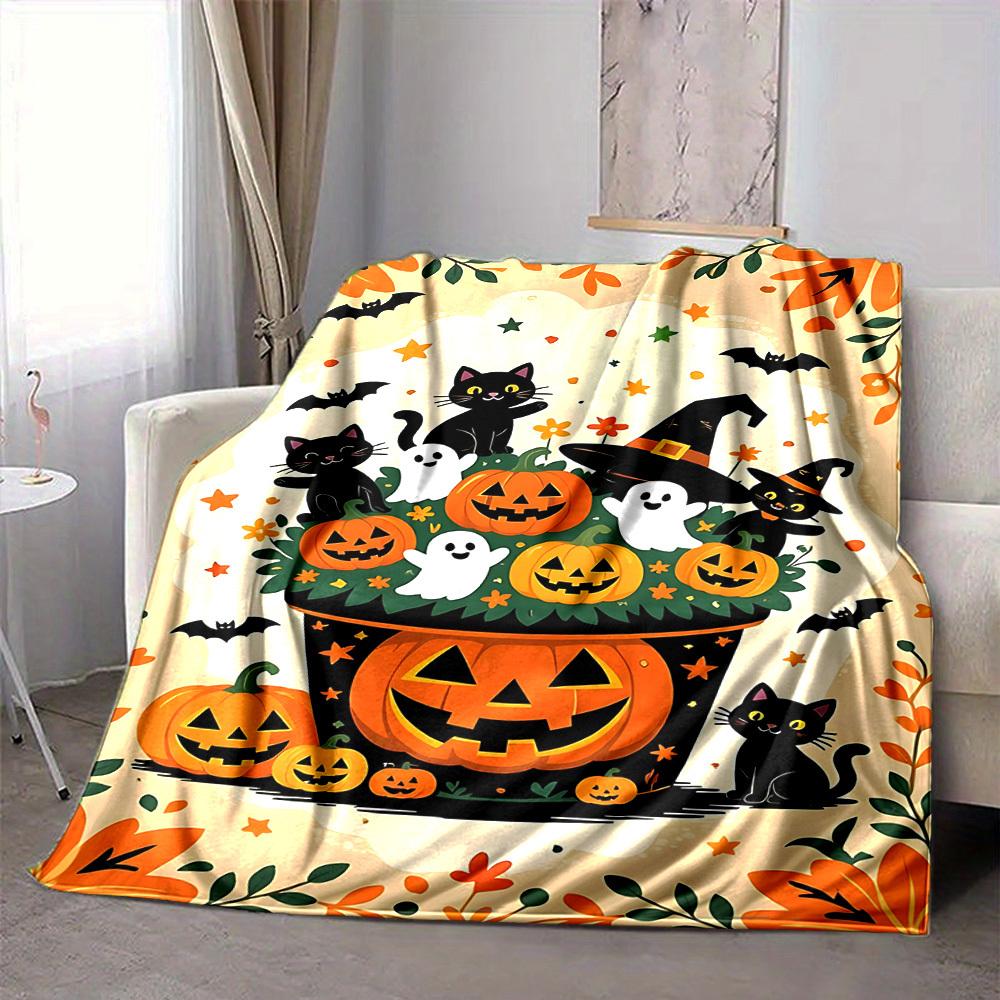 1pc Halloween Decorations Blanket Lightweight Flannel Blanket Throw Blanket For Sofa, Bed, Travel, Camping, Livingroom, Office, Couch, Chair, And Bed