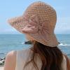 Elegant Bows Straw Hat for Women Breathable Summer Beach Hat Sun Protections Wide Brims Fisherman Cap