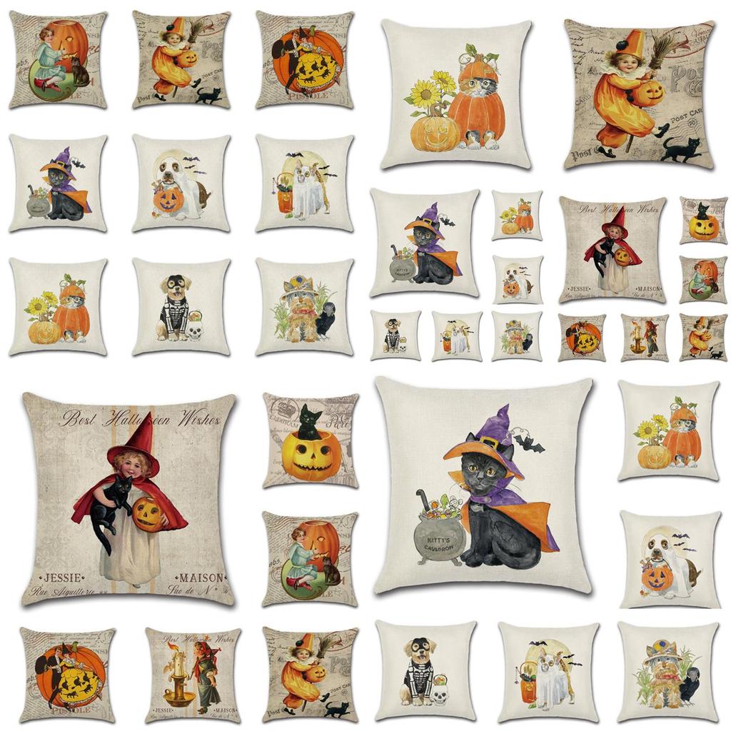 Brightly Colored Halloween Themed Pumpkin Animal Cushion Cover For Stylish Sofa Decor