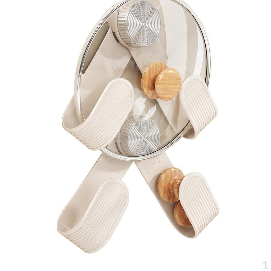 Wall Mounted Pot Lid Holder No Drill, Suction Cup Organizer for Kitchen, Rack Storage Home Cook,