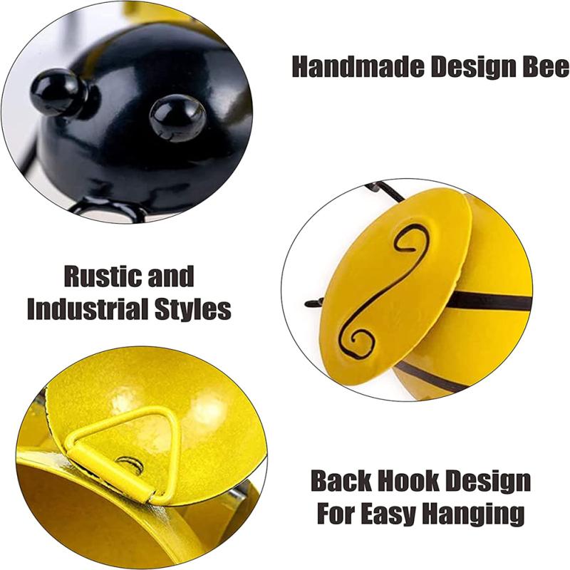 4pcs Metal Bumble Bee Wall Decor 3d Iron Bee Art Sculpture Wall Decor Metal Wall Art For Outdoor
