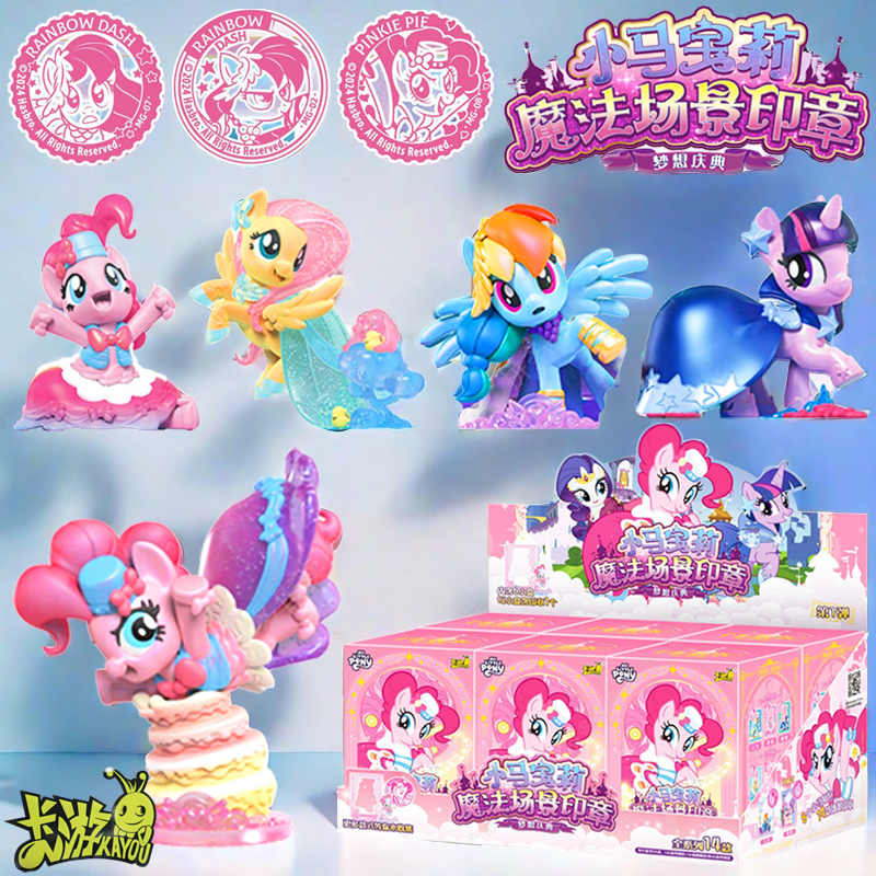Genuine KAYOU My Little Pony Rubber Doll Magic Scene Seal The First Bullet Blind Box Rare Style Pinkie Pie Rarity Kids Gifts