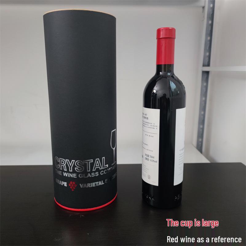 Handmade Black-Tie Red Wine Glass with Colored Stem, Large Bordeaux/Burgundy Crystal Glass Slightly Flawed